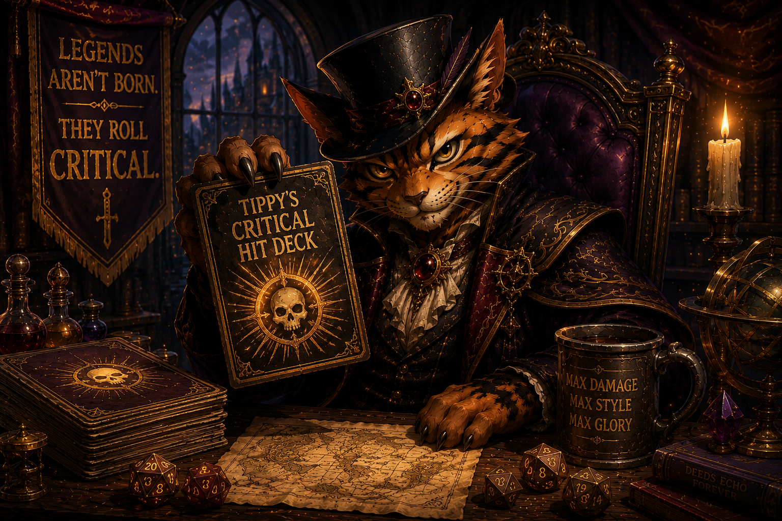 Tippy presenting the Player Critical Hit Deck