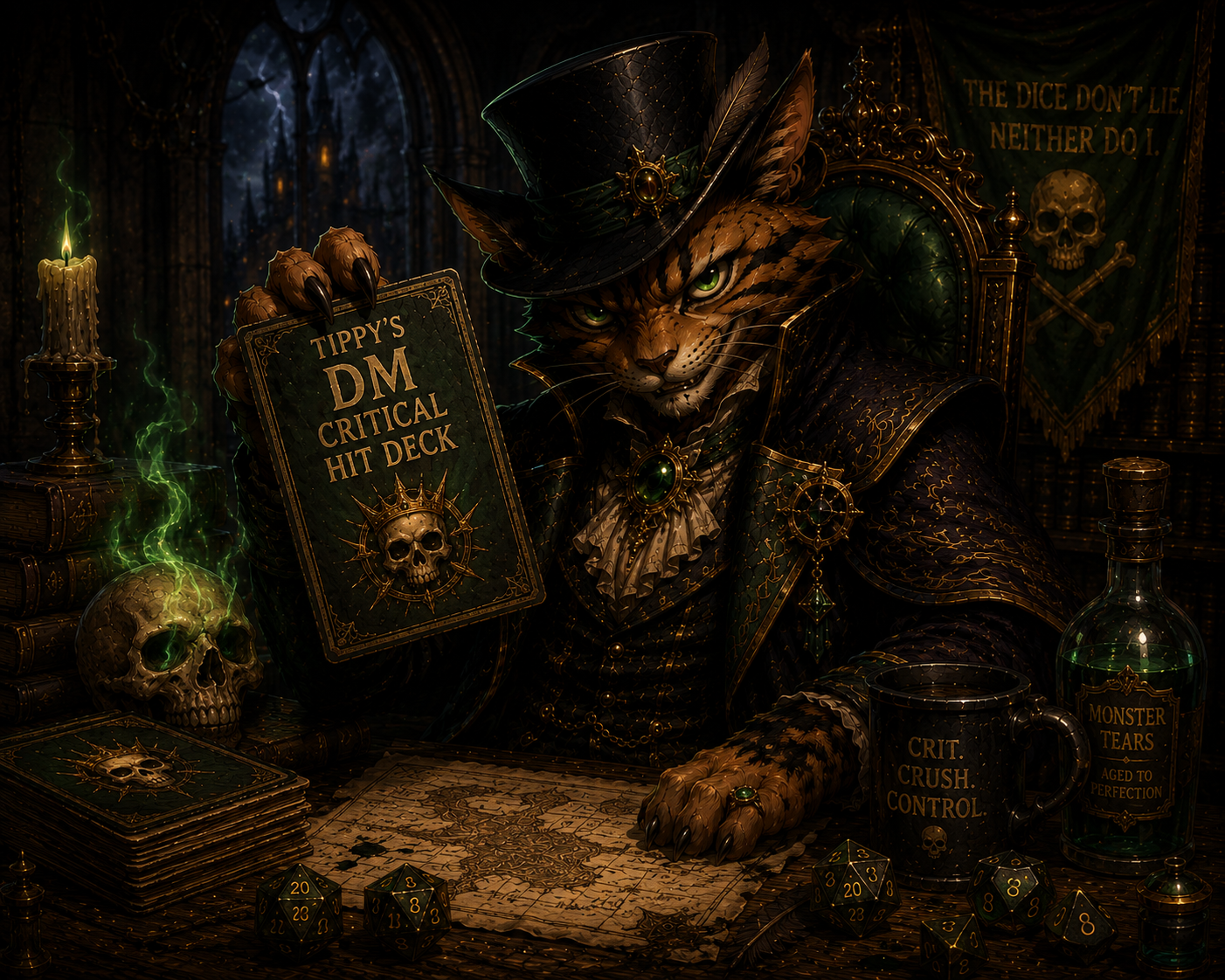 Tippy presenting the Dungeon Master Critical Hit Deck